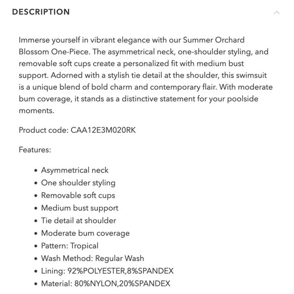 New w/tags Cupshe Summer Orchard Blossom One-Piece Size M - Picture 6 of 6